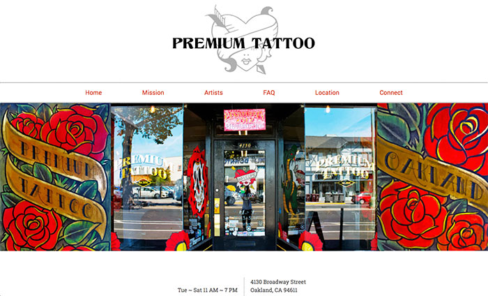 Screenshot of Premium Tattoo's webstie