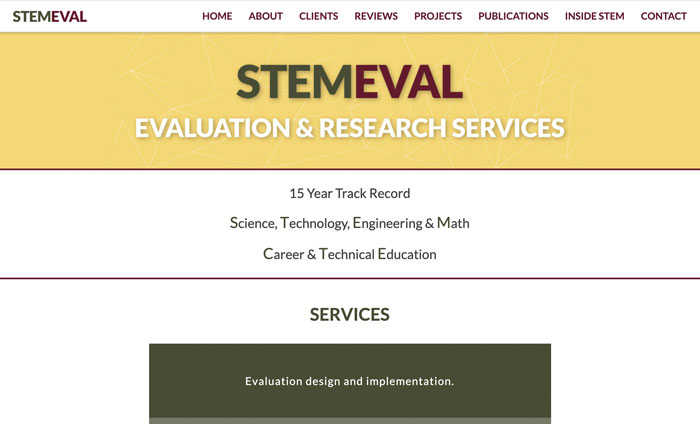 Screenshot of STEMEVAL homepage